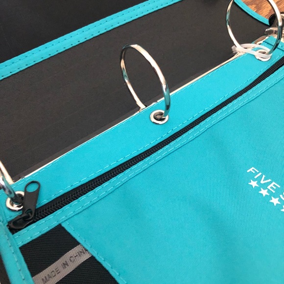 Mead Five Star 2” Zipper Binder Black Aqua - Picture 8 of 11